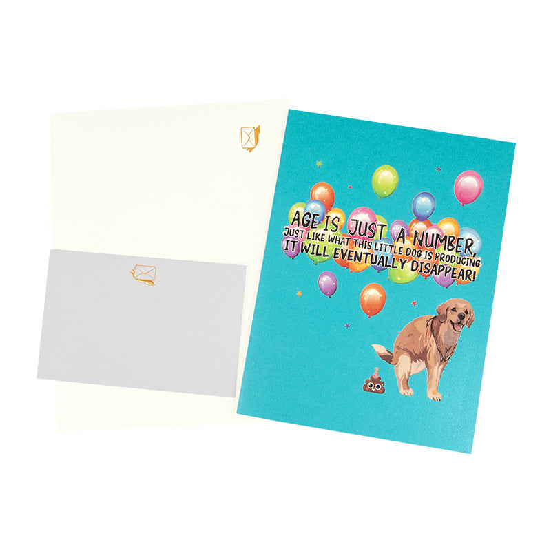 Funny Labrador 3D Birthday Cards Gift with Envelope Creative 3D Dog Greeting Card