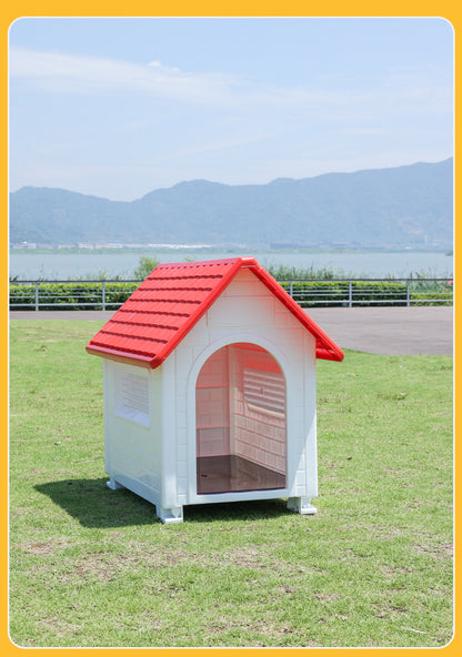 Outdoor Plastic Dog Kennel – Rainproof, Ventilated, Detachable
