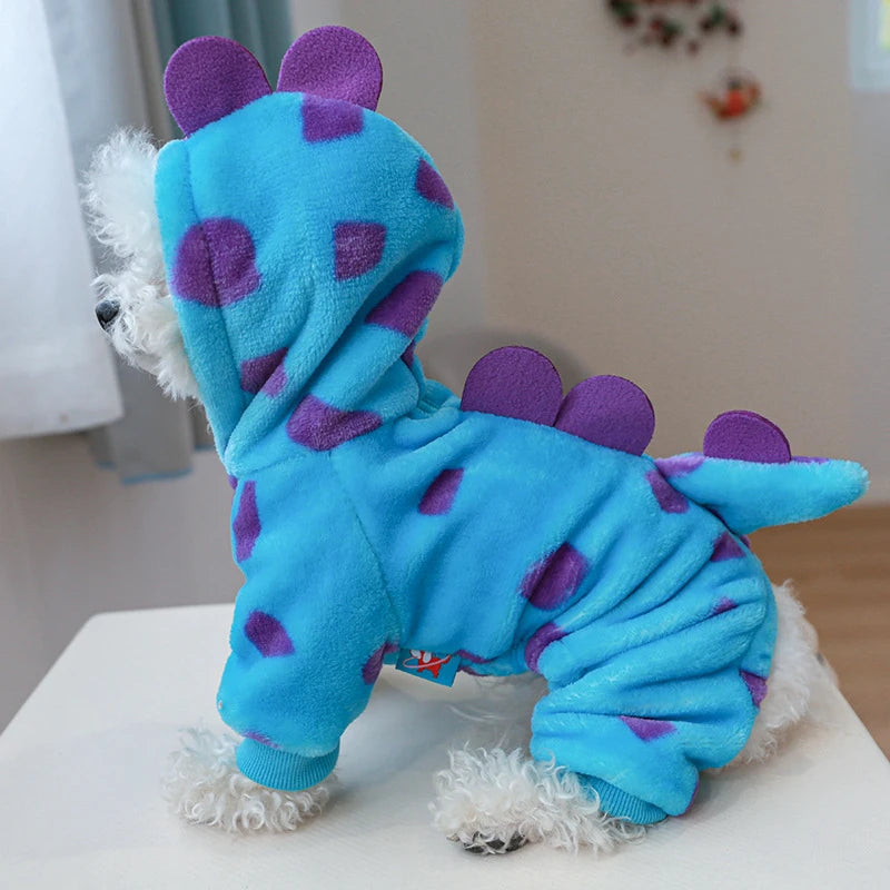 Super Soft Fleece Pet Clothing for Puppy Autumn Winter Plush Warm Dog Overalls Four Legged Dinosaur Unicorn Cosplay Cat Clothing