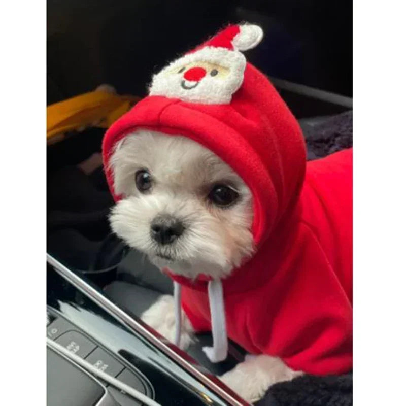 Dog Christmas Clothes Winter Warm Pet Clothes for Small Medium Dogs Elk Santa Claus Dog Cats Coat Hoodies Christmas Dogs Costume