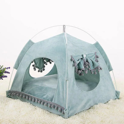 Foldable Cat & Dog Tent Bed – Summer Cave House for Small Pets