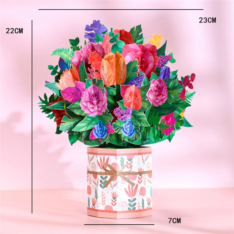 Pop-Up Flower Card Flora 3D Greeting Card for Birthday and Festivals