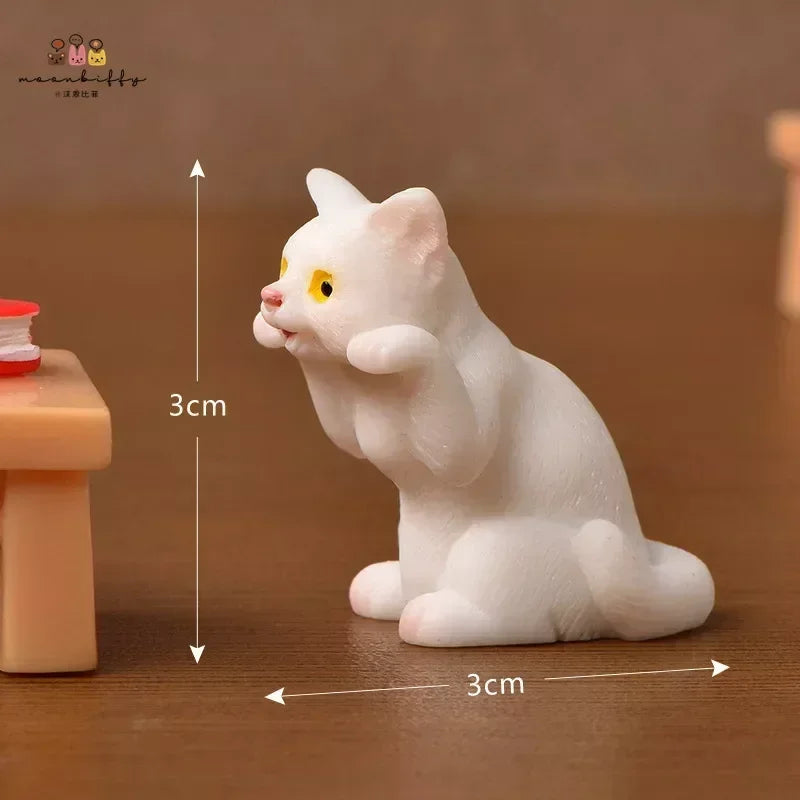 Resin Cats Ornament Kitten Figurine Animal Miniature Fairy Garden Doll House Decoration DIY Micro Landscape Home Decor