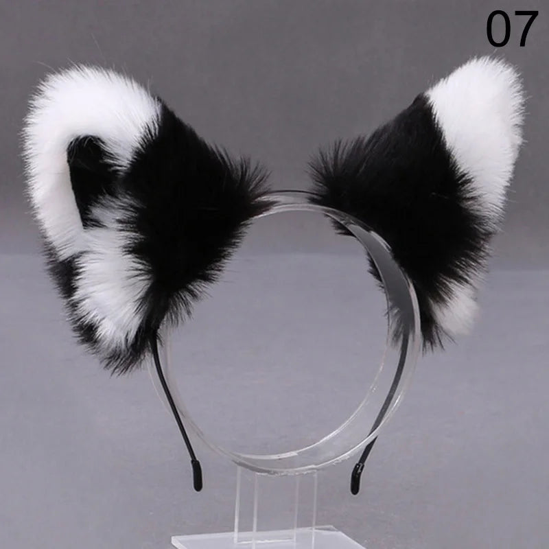 Fox Cat Ear Plush Hair Hoops Cosplay Fluffy Plush Hairband Headband Women Girl Masquerade Party Headwear Hair Accessories