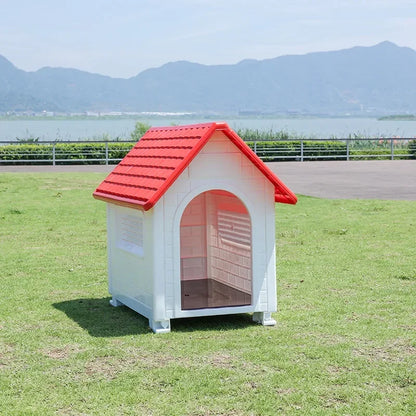 Outdoor Plastic Dog Kennel – Rainproof, Ventilated, Detachable
