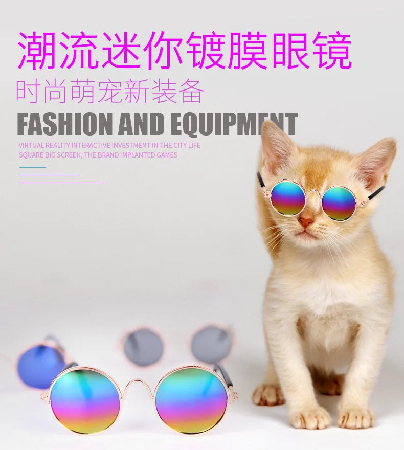 Handsome Pet Cat Glasses Eye-wear Retro Round Sunglasses for Small Dog Cat Pet Photos Props Accessories Pet Products