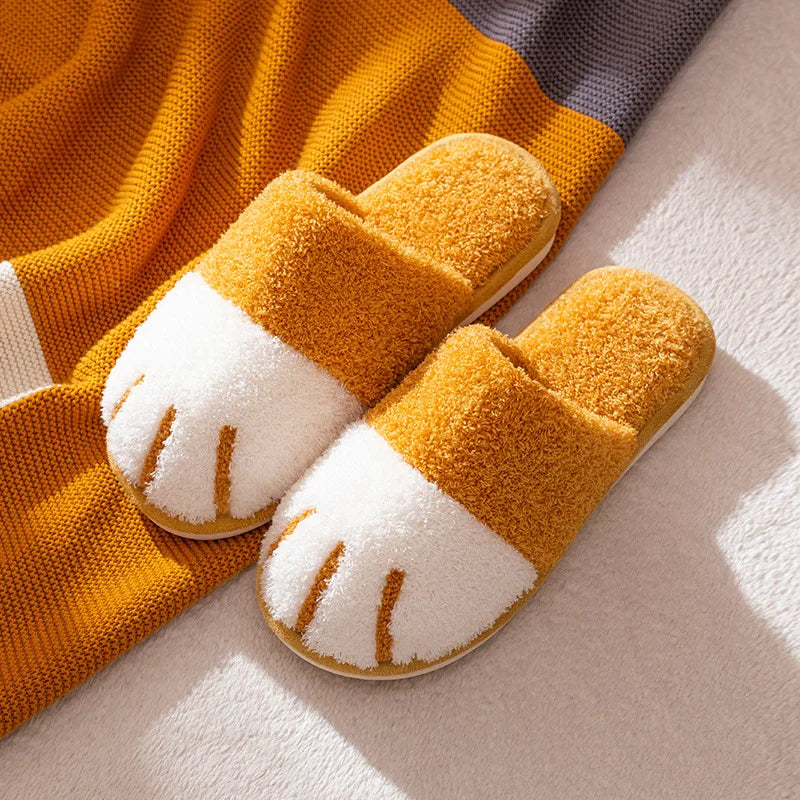 Pallene Winter Plush Slippers For Women Warm Cute Cat Paw Designer House Fur Slippers Indoor Bedroom Lovers Indoor Fluffy Shoes