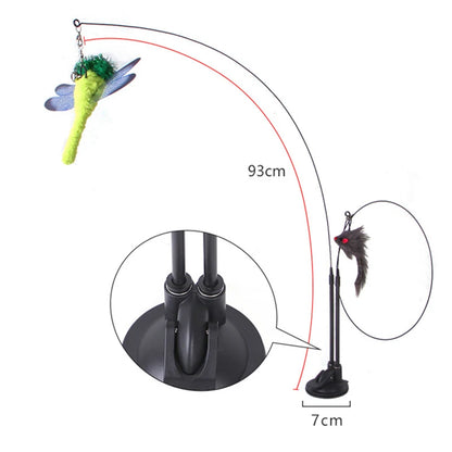 貓玩具模擬鳥互動吸盤羽毛鳥帶鈴鐺貓棒玩具幼貓玩逗貓棒玩具貓用品