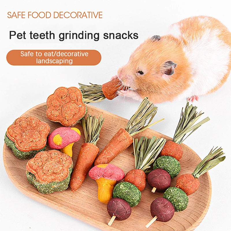 3 Pcs Hamster Carrot Teething Supplies Grass Cake Toy All Natural Nutritious Carrot Rabbit Golden Snacks