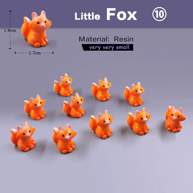 10Pc Squirrel Fox Rabbit Sheep Duck Pig Cat Horse Frog Turtle Snake Koala Figurine Miniature Fairy Garden Decoration