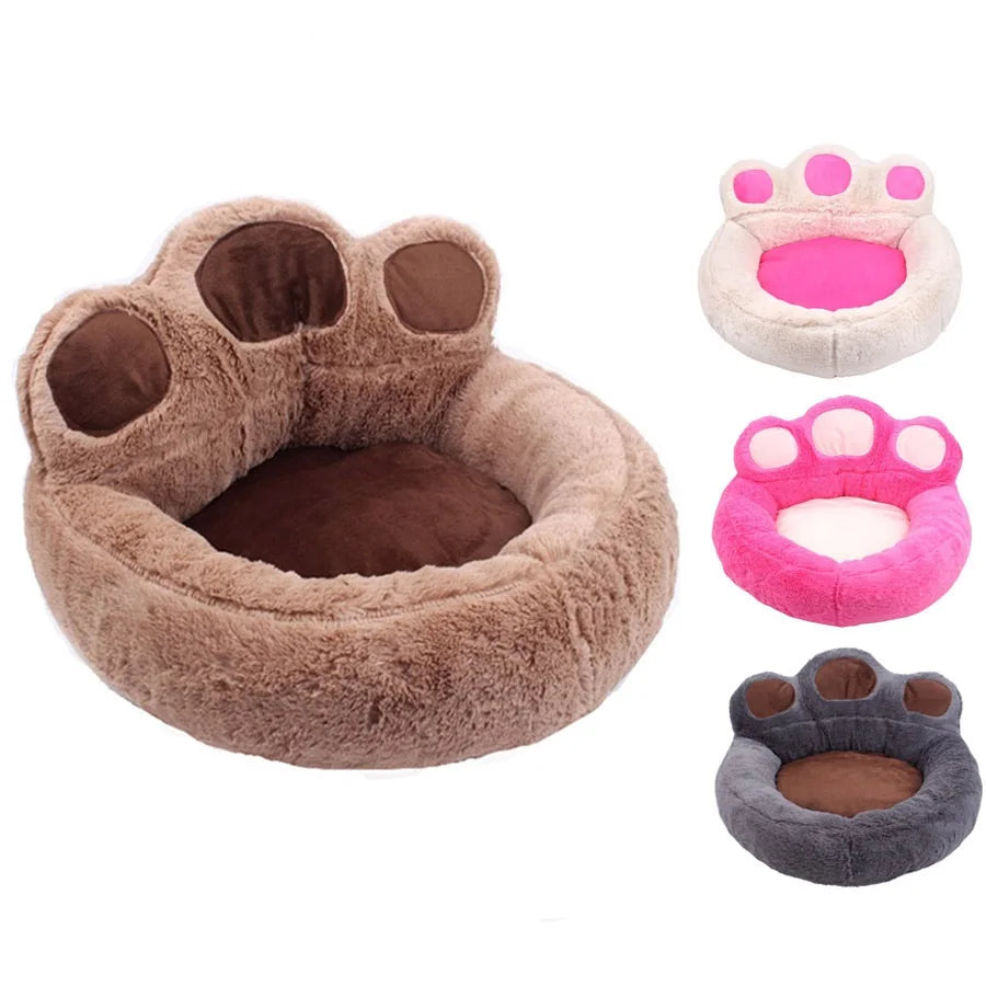 Winter Warm Kennel Pet Bear Paw Shape Nest Teddy Kennel Removable and Washable Pet Bed for Cats Dogs Pet Supplies Accessories