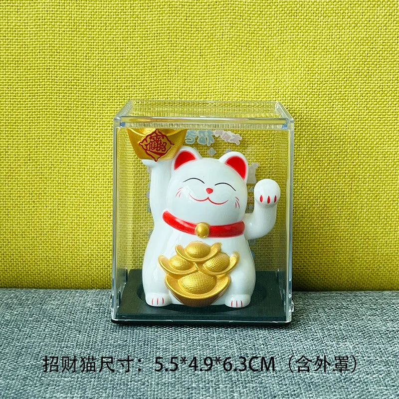 Solar Powered Maneki Neko Lucky Cat Welcoming Chinese Lucky Cat Waving