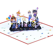 彈出式生日卡3D生日貓創意卡手鏤空紙雕可愛卡通祝福禮物感謝卡