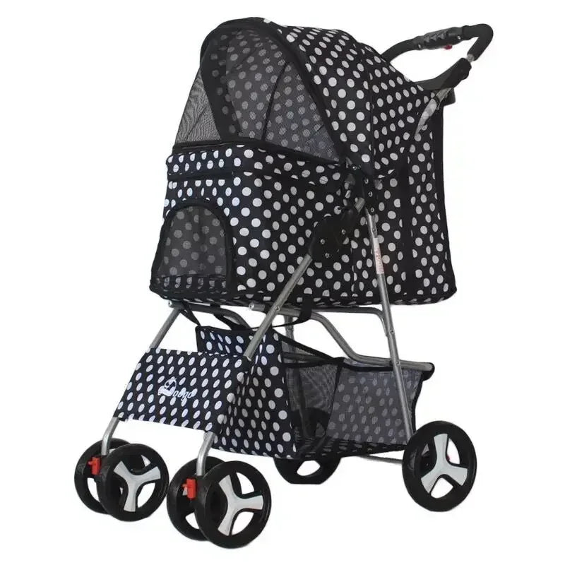 Portable Foldable Pet Stroller Four Wheel with Sunroof