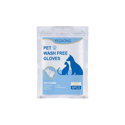 6pcs Disposable Pet Cleaning Gloves for Cats & Dogs Bath