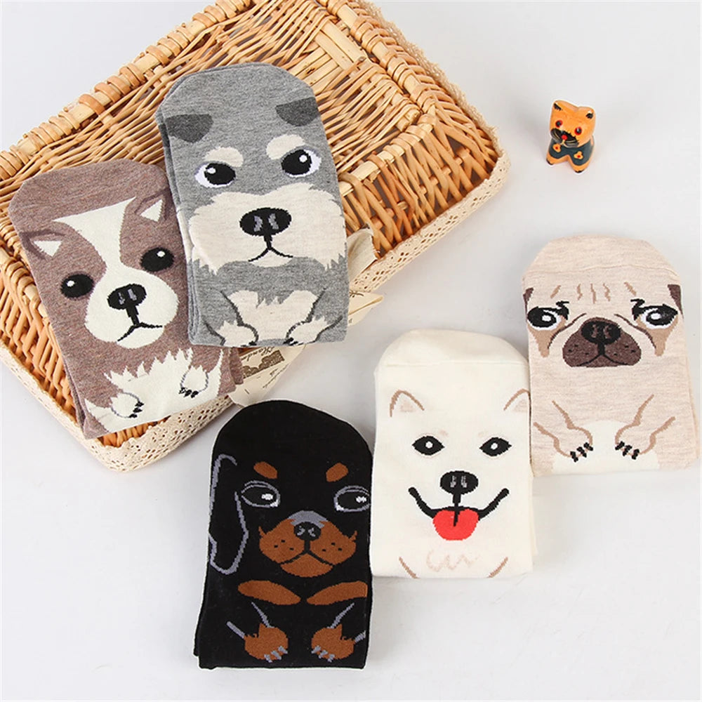 Funny Cartoon Dogs Novelty Puppy Crew Art Happy Harajuku Skateboard Sport Hip Hop Street Socks Gift Dropship