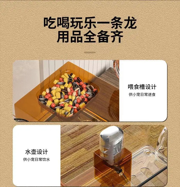 Hamster cage Luxury Grand Villa Transparent acrylic Gold silk Bear Dutch Pig two layer multi-layer combination hamster supplies