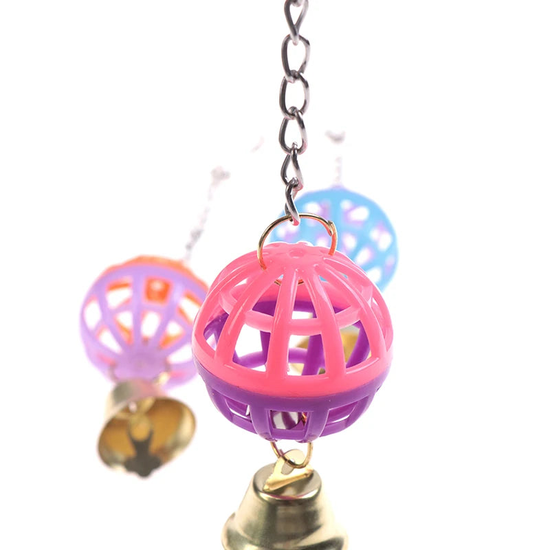 Plastic Ball Bell Bird Toys Colorful Pet Parrot Swing Toys African Grey Budgie Parakeet Cockatiel Lovebird Cage Parrot Toy