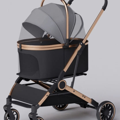 Folding 4 Wheels Dog Trolley Pet Jogger for Small Medium Dogs Travel