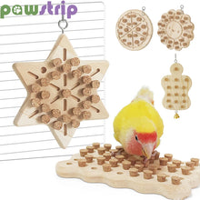 Parrot Chewing Toys Natural Wooden Parrots Block Cork Puzzle Toy Hanging Small Birds Playing Tearing Toy Bird Accessories