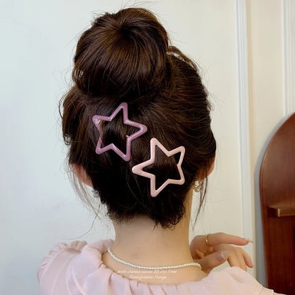 AWAYTR 5 Pcs Hollowed Star Hair Clips Star Snap Hairpins Sweet Headpiece Hair Barrettes Hair Accessories for Girls Dropship