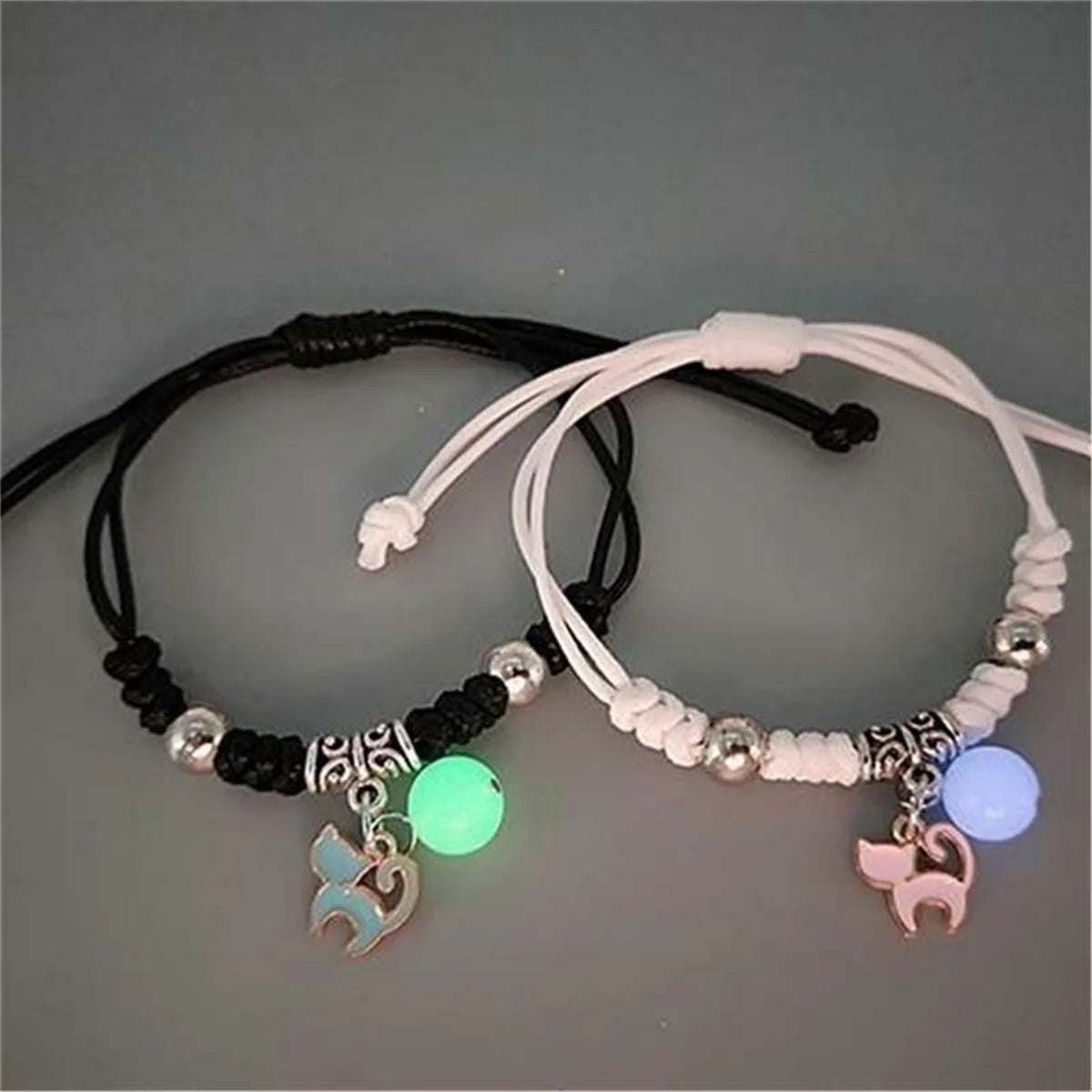 Fashion Luminous Beads Star Couple Bracelet For Women Men Charm Cat Flower Heart Key Lock Cross Matching Friend Bracelet