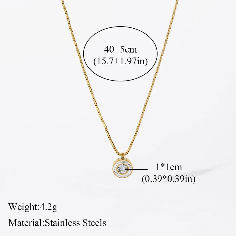 EILIECK 316L Stainless Steel Moon Pearl Zircon Puppy Pendant Necklace For Women Girl New Fashion Neck Chain Jewelry Gift Bijoux