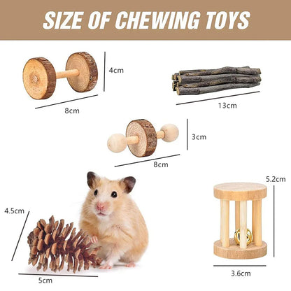 Combination Hamsters Rabbit Rat Toys Hamster Toys Set Pet Rabbit Guinea Pig Parrot Play Molar Wooden Supplies