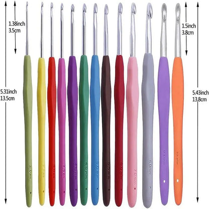 BUDDUR Multicolor Crochet Hooks Kit With Stitch Marker And Pencil Case For Cotton Yarn Knitting DIY Handmade Craft ToolsSet