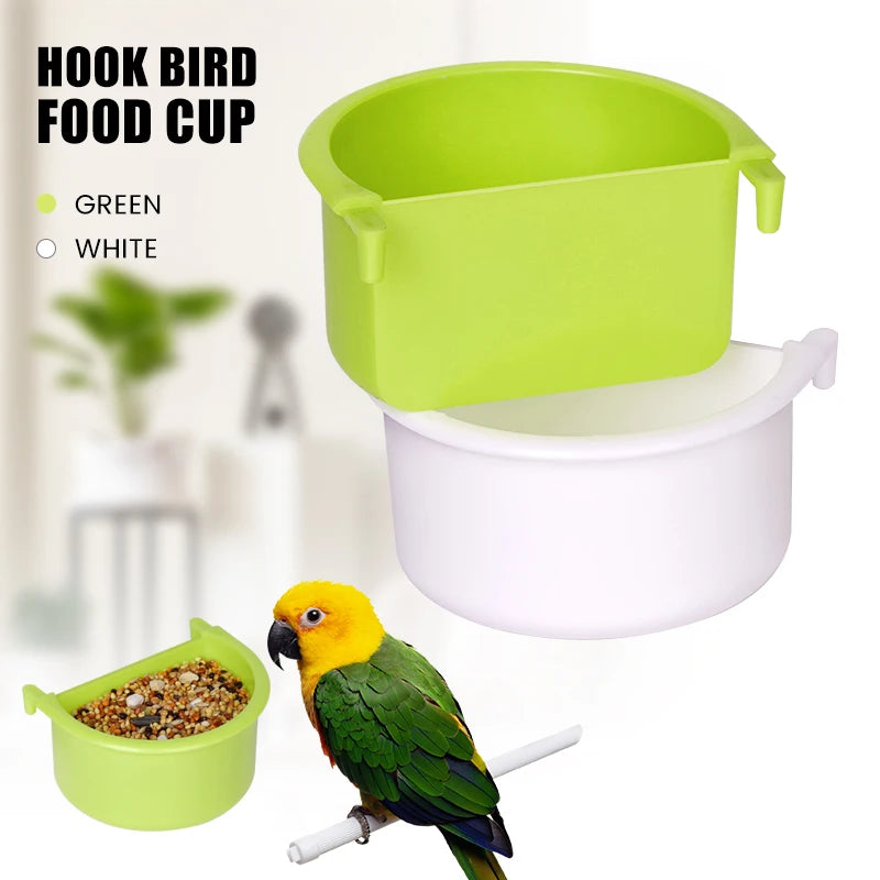 2 /1 Pieces Bird Food Feeding Dish Easy to Install Bird Cage Feeder Bowl for Small Animals Budgie Parrot Parakeets Lovebirds