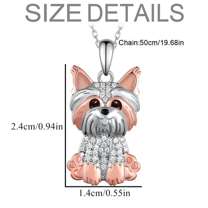 Creative Cute Two-Color Yorkshire Pendant Necklace for Women Pet Puppy Jewelry Animal Accessories Birthday Gift for Dog Lovers