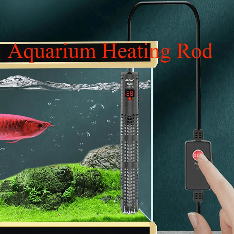 500W Fish Tank Heater Rod Red Parrot Non-explosive Glass Digital Display Aquarium Thermostat Automatic For Heating Water Tanks