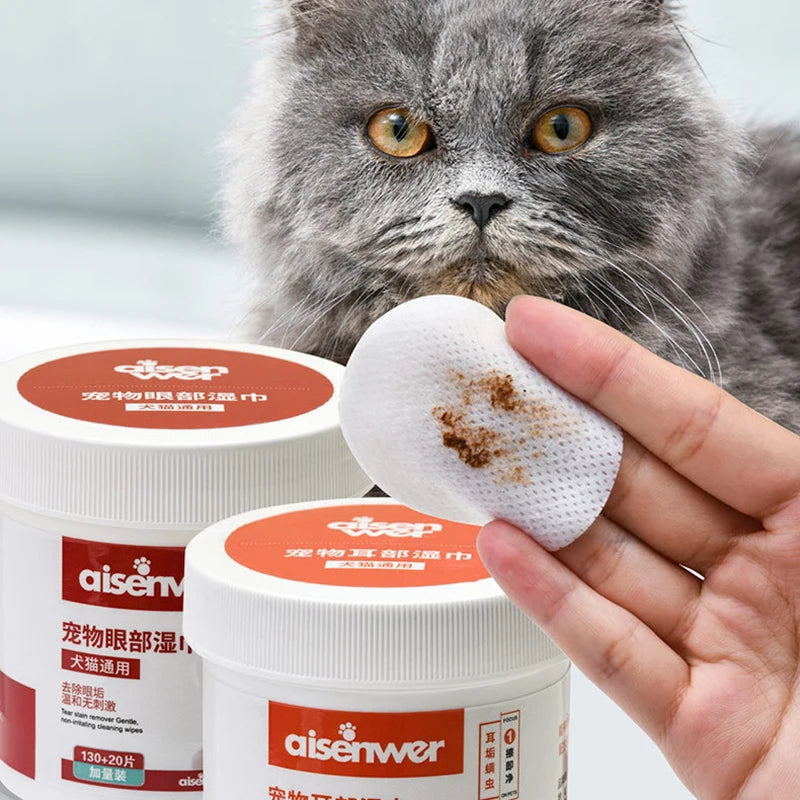 Pet Eye & Ear Cleaning Wipes for Dogs & Cats – Safe & Soft