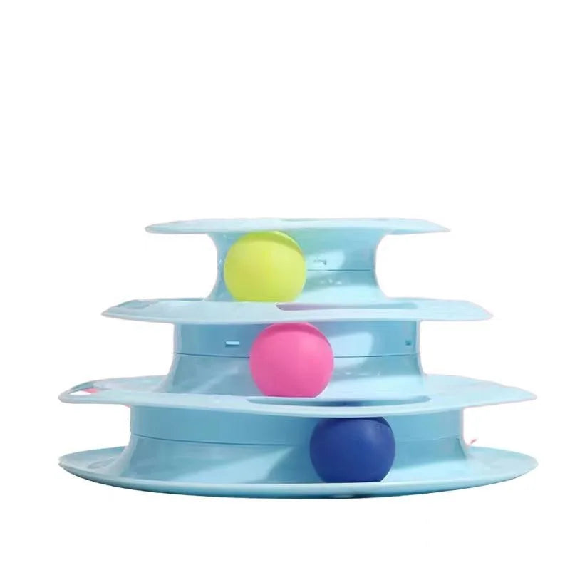 Pet cat toy Three-layer ball cat Turntable Cat interactive educational track toy cat space tower play plate