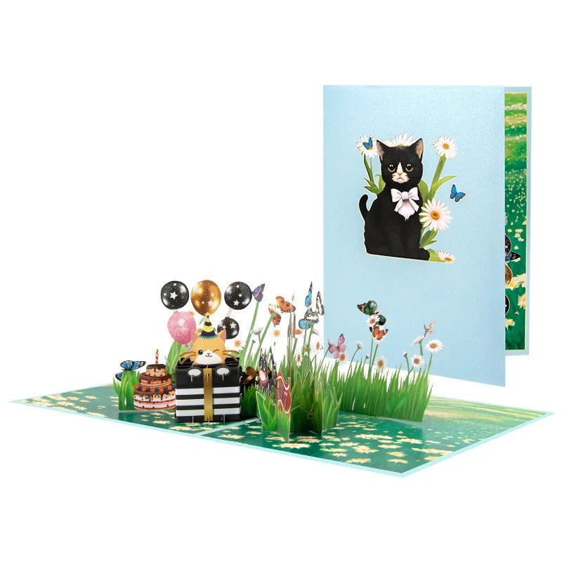 3D Animals Pop up Party Greeting Postcards Gifts Card Cat Dog Gift for Kids Birthday