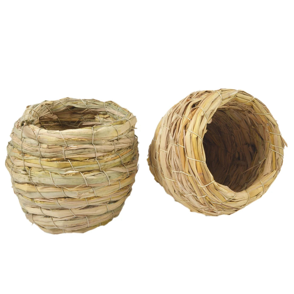 1pc Natural Handmade Straw Bird Nest Pigeon House Parrot Nest Warm Pet Bedroom Courtyard Small Animal Bird Cages