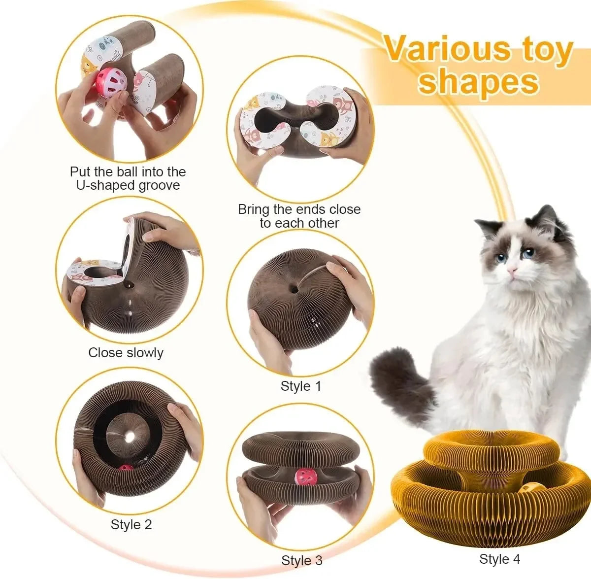 Magic Cat Scratch Organ Board Cat Toy with Ball Cat Grinding Claw Climbing Frame Kitten Round Corrugated Scratching Toy