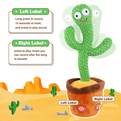 Dancing Cactus Repeat Talking Toy Electronic Plush Toys Can Sing Record Lighten USB Early Education Funny Gift Interactive Bled