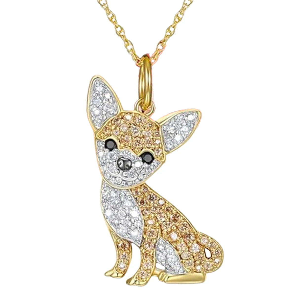 Exquisite Cute Golden Chihuahua Pendant Necklace for Women Cute Pet Dog Jewelry Accessories Animal Birthday Gift Collares