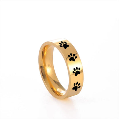 Sipuris Dog Paw Hollow Rings For Women Stainless Steel Gold Color Hip Hop Cute Ring Jewelry Gifts For Animal Dog Lovers