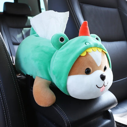 Monkey Tissue Holder for Car Plush Cute Car Tissue Holder High Quality Cartoon Dog Car Tissue Box Armrest Box