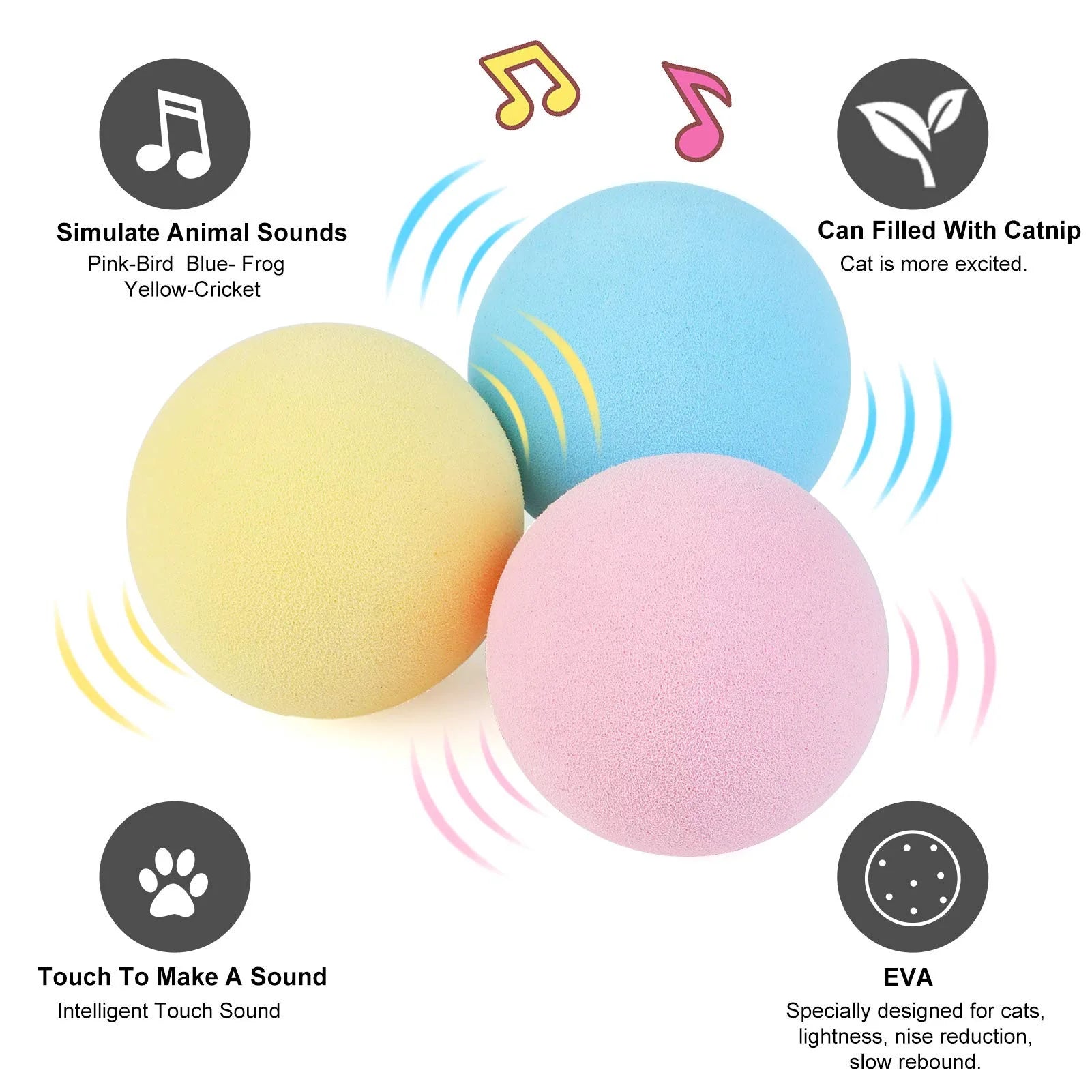 Smart Cat Toys Interactive Ball Plush Electric Catnip Training Toy Kitten Touch Sounding Pet Product Squeak Toy Ball Cat Supplie