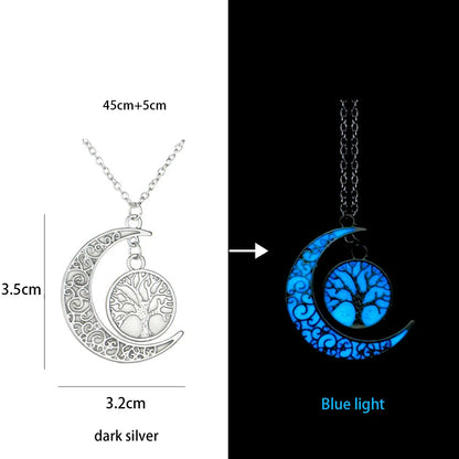 Luminous Glowing Lotus Cat Snake Ox Elephant Pendant Necklace Glow In The Dark Tree Necklace for Men Women  Halloween Gift
