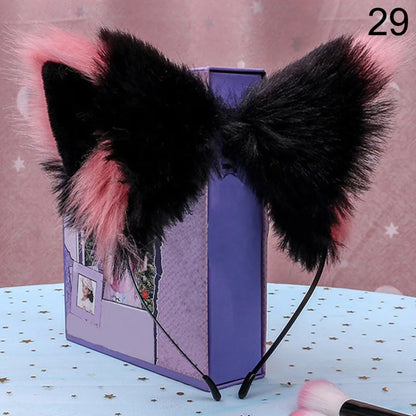 Fox Cat Ear Plush Hair Hoops Cosplay Fluffy Plush Hairband Headband Women Girl Masquerade Party Headwear Hair Accessories
