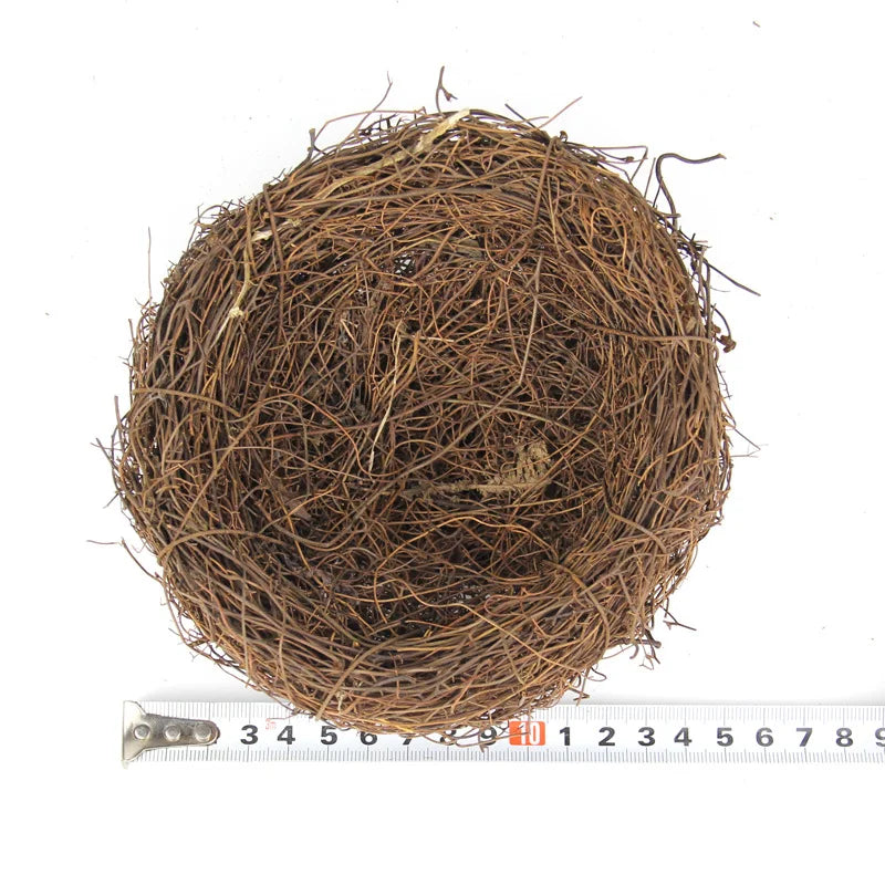 Bird Cage Round Rattan Bird Nest Easter Handmade DIY Craft Vine Simulation Bird Nest Egg Decor Props Home Garden Window Display