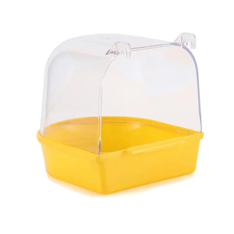 New Hanging Bird Bath Cube Parrots Bathtub Shower Box Cage Accessory for Little Canary Budgerigar Cockatiel Lovebird
