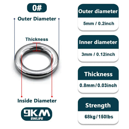 Fishing Solid Ring 20~100Pcs Fishing Lure Connectors Stainless Steel Snap Fishing Accessories Solid Ring Saltwater Tackle Chrome