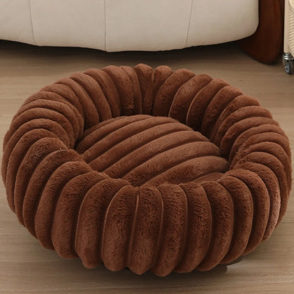 Round Plush Dog Bed for Medium Pets, Winter Soft Nest