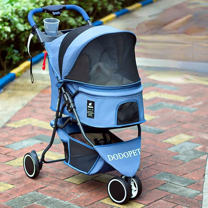 Small and Medium Sized High Landscape Pet Stroller One Click Folding Outdoor Dog Walking Cart Stylish and Breathable Tricycle