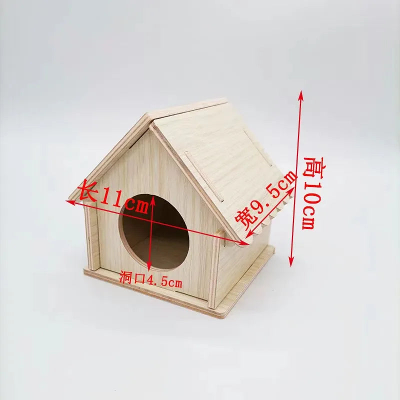 Pet Hamsters House DIY Wooden Gerbil Hideout Bridge Swing and Chinchilla Seesaw Pet Sport Exercise Toys Set  Cage Accessories